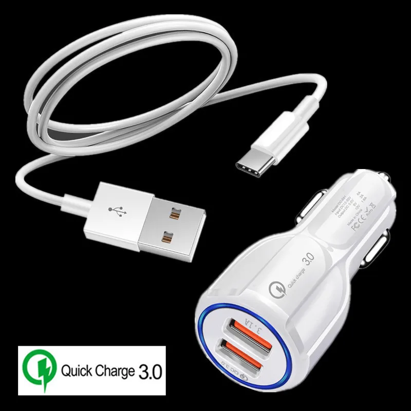 QC 3,0 USB Quick Charge телефон автомобильное зарядное устройство адаптер type C кабель для samsung S8 A20 A30 A40 A50 A60 A70 M30 Google Pixel 3a 3 2 XL