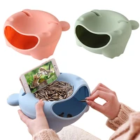 modern living room creative lazy snack bowl plastic double layers snack storage box bowl fruit plate snack dish phone holder
