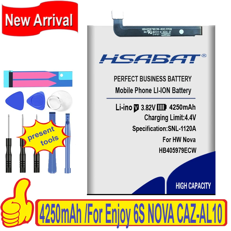 Аккумулятор HSABAT для Huawei Enjoy 6S NOVA CAZ AL10/TL00 Honor 7A 7S 6A 6c Y6 PRO 2017 Y5 p9 lite mini HB405979ECW|battery for