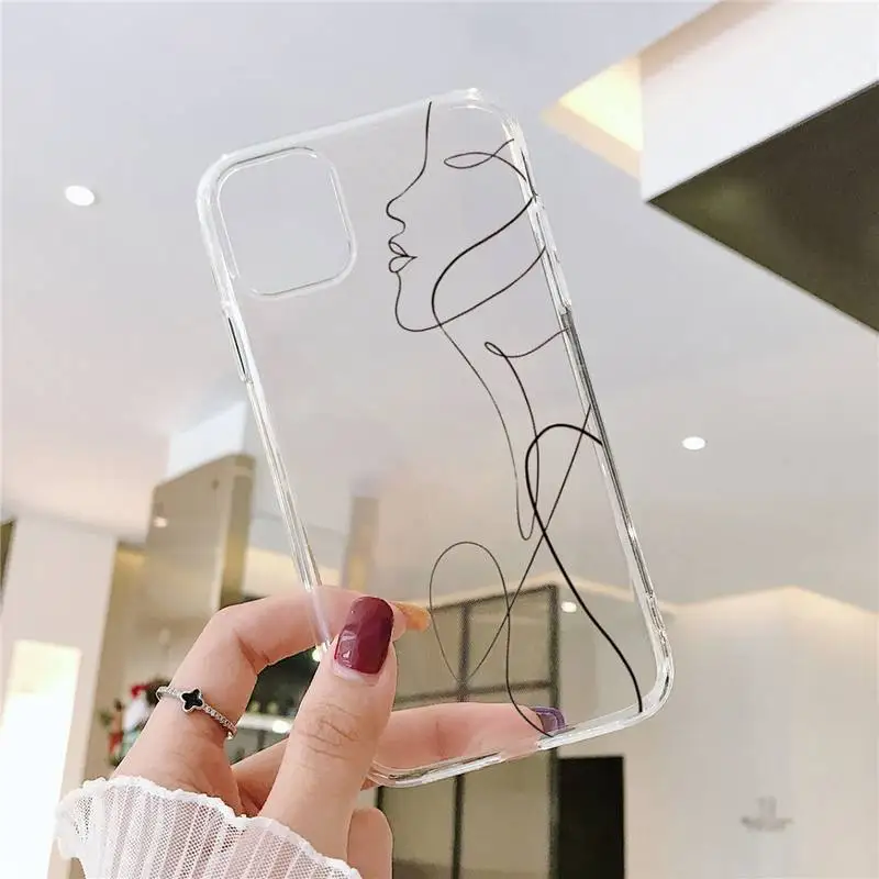 

Art Retro Abstract Geometry Phone Case Transparent for iPhone Samsung xiaomi 11 12 6 7 8 9 20 Pro X Max XR Plus mobile bags