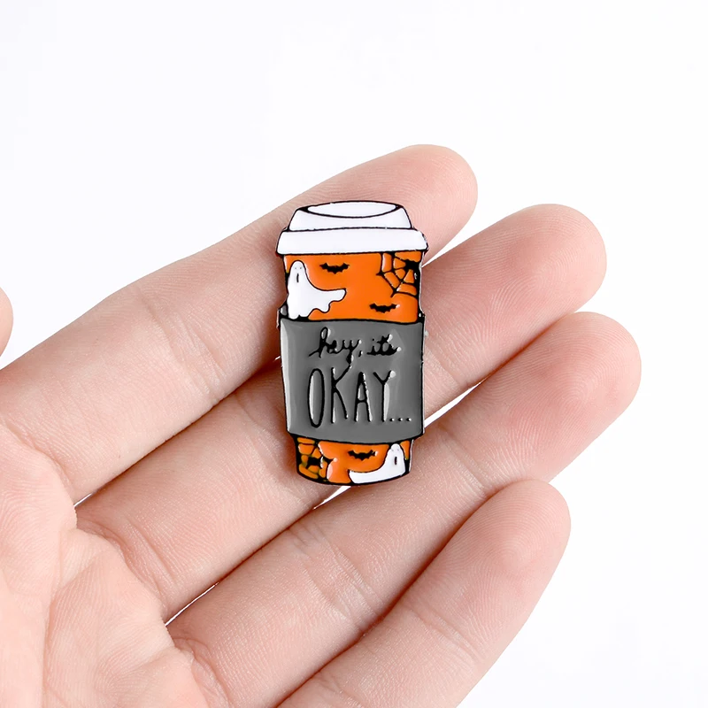 Чашка Хеллоуин Pin ночное привидение паук веб летучая мышь Кофе кружка брошь для