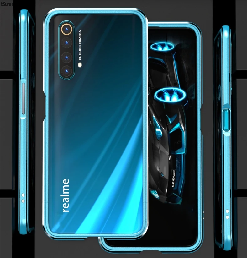 luxury ultra thin aluminum bumper case for oppo realme x50 5g case 6 57 inches 2 film 1 front 1 rear free global shipping
