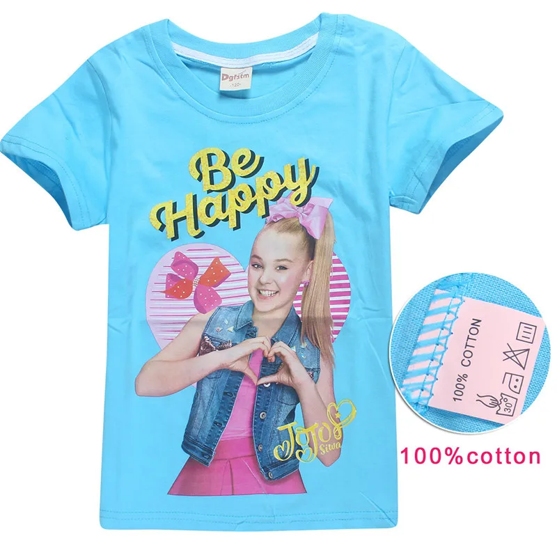 8357 blue От 5 до 12 лет JOJO Siwa/детская футболка для девочек футболка с короткими рукавами мягкая хлопковая одежда для подростков Детские футболки, одежда для девочек - Цвет: 8357 blue