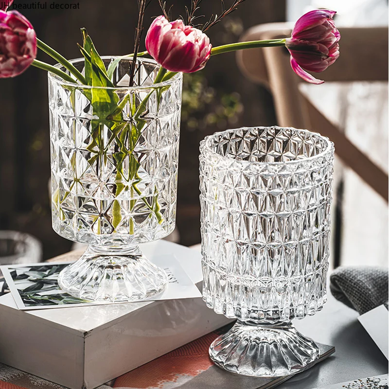 

Creative Glass Vase Transparent Light Luxury Decoration Water Planting Flower Arrangement Flower Bottle Living Room Decoration
