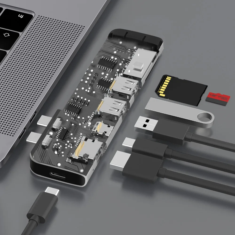 USB 3,1 type-C концентратор к HDMI адаптер 4K Thunderbolt 3 USB C концентратор с концентратором 3,0 TF sd-ридер слот PD для MacBook Pro/Air /