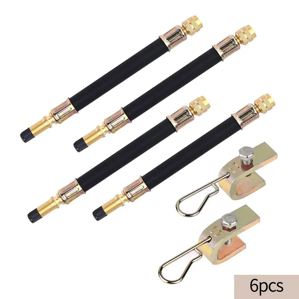 

Electric Vehicle Valve Extension Tube 4pcs Tire Valve Extension And 2pcs Clamps Tire Valve Extension Stems Automobiles Tool