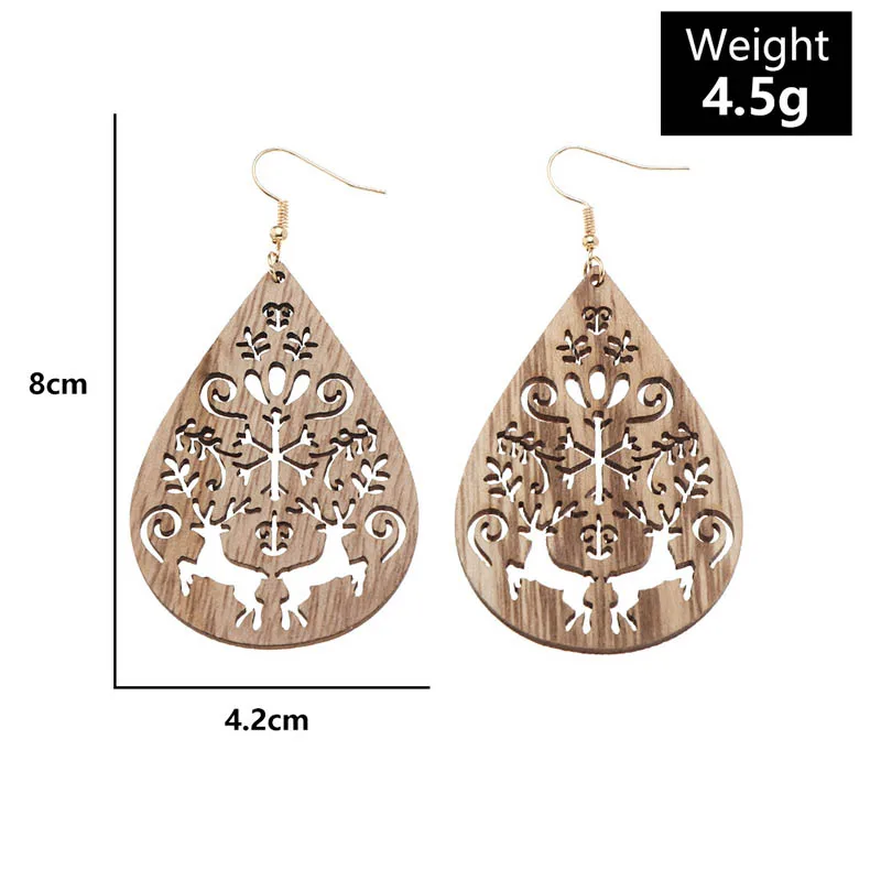 Ins Coffee Wood Africa Queen Hollow Out Flowers Christmas Holiday Tree Of Life Earrings Vintage PartyAfro Jewelry Wooden DIY |