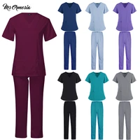 high quality spa uniforms unisex v neck work clothes pet grooming institutions scrubs set beauty salon clothes scrubs tops pants