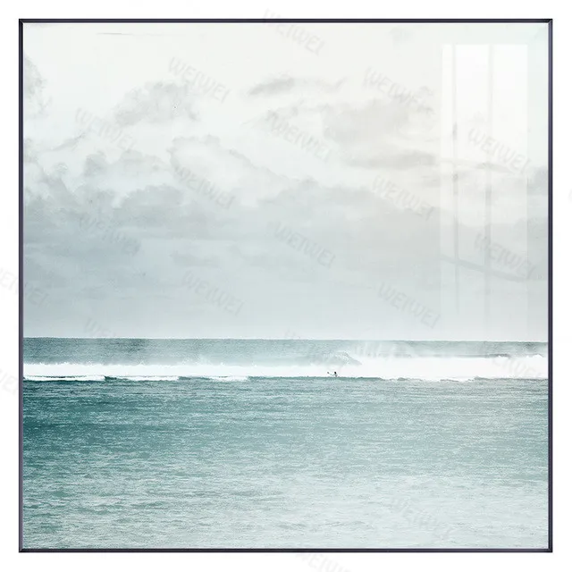 Скандинавский яркий фон с изображением неба моря облаков на холсте Современный