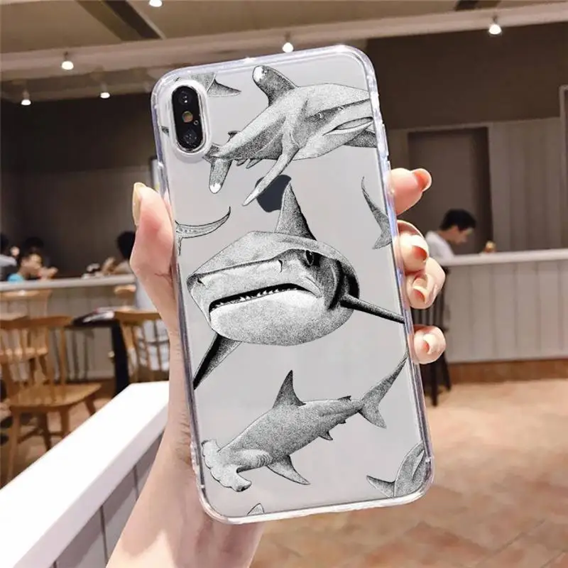 

shark cool Phone Case For iphone 12 11 8 7 6s 6 5 5s 5c se plus mini x xs xr pro max Transparent soft