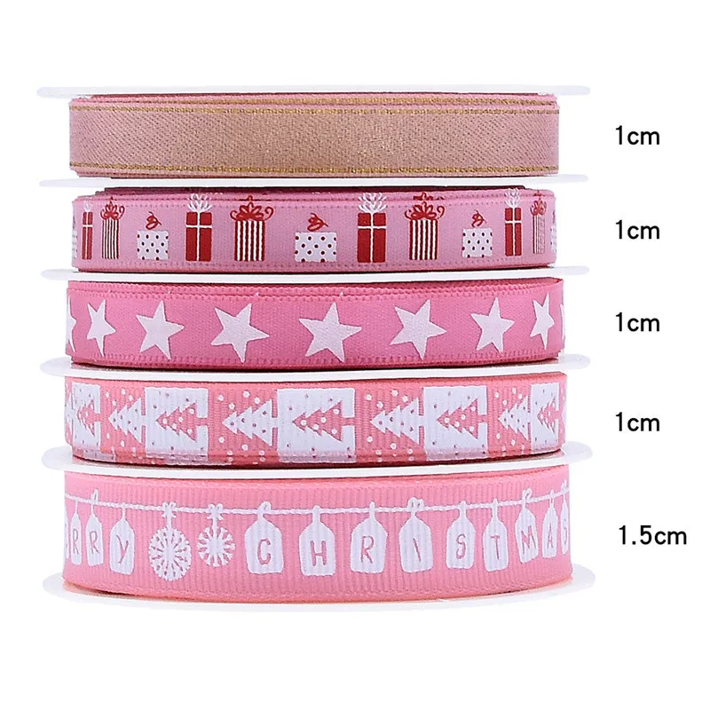 

25m/roll Multi-size Christmas printed ribbon for home party decoration gift box tree decoration DIY handmade supply