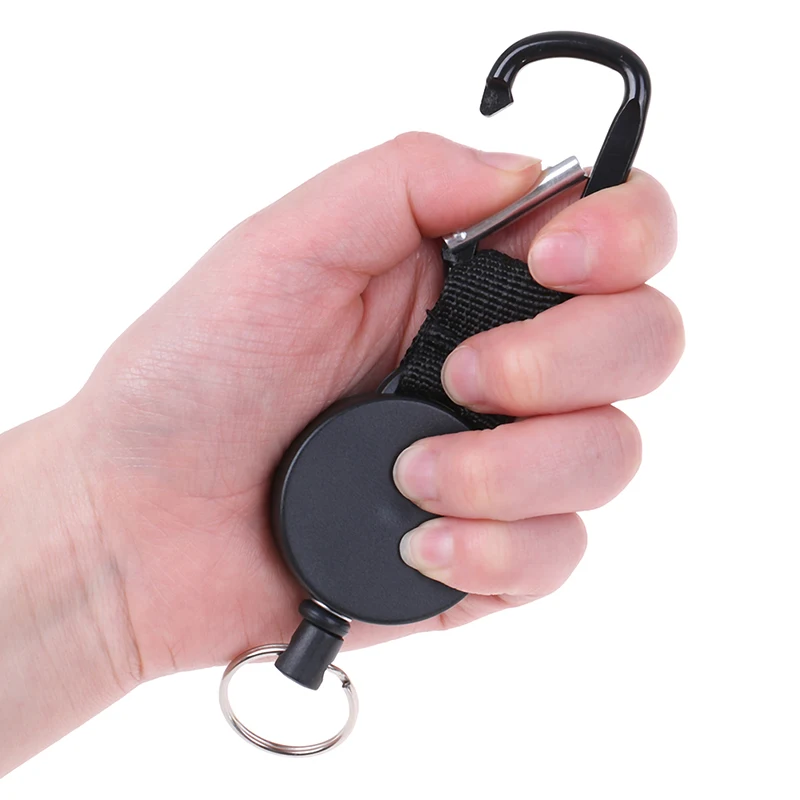 

1pcs Retractable Pull Key Ring Chain Belt Clip with Carabiner Reel Card Badge Holder Recoil Extends To 60cm