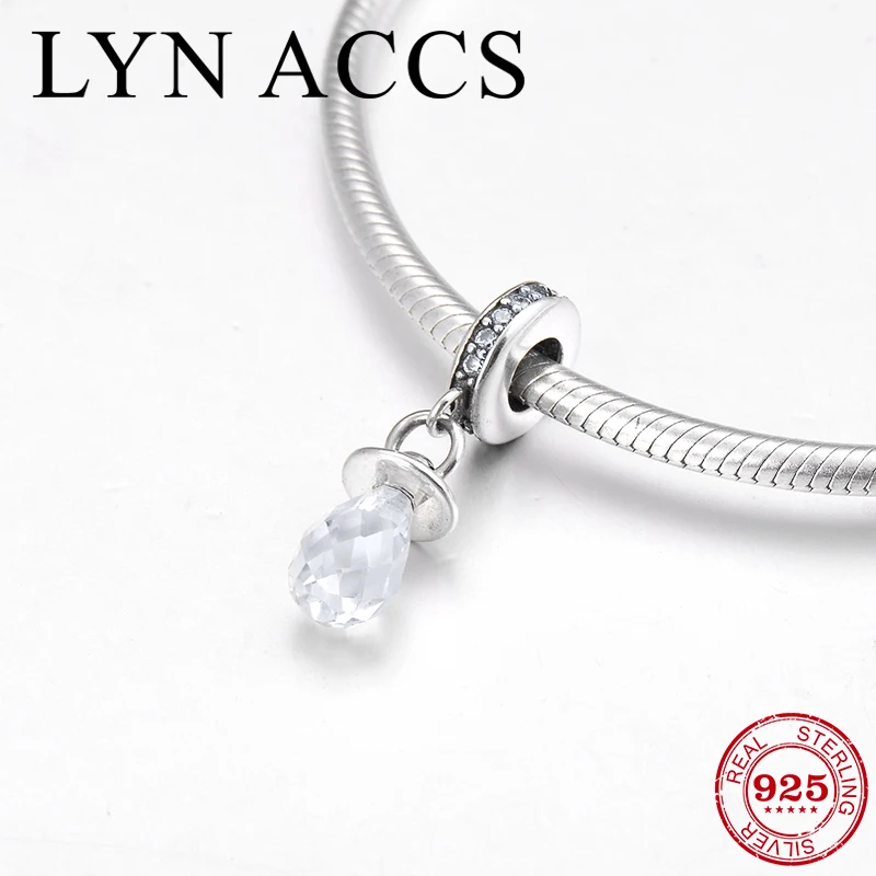 Милые искусственные бусины из серебра 925 пробы с прозрачным кубическим цирконием