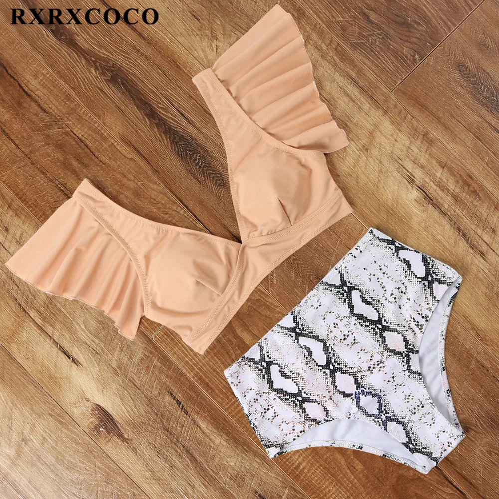 Купальники RXRXCOCO с оборками на рукавах бикини цветочным принтом пуш-ап