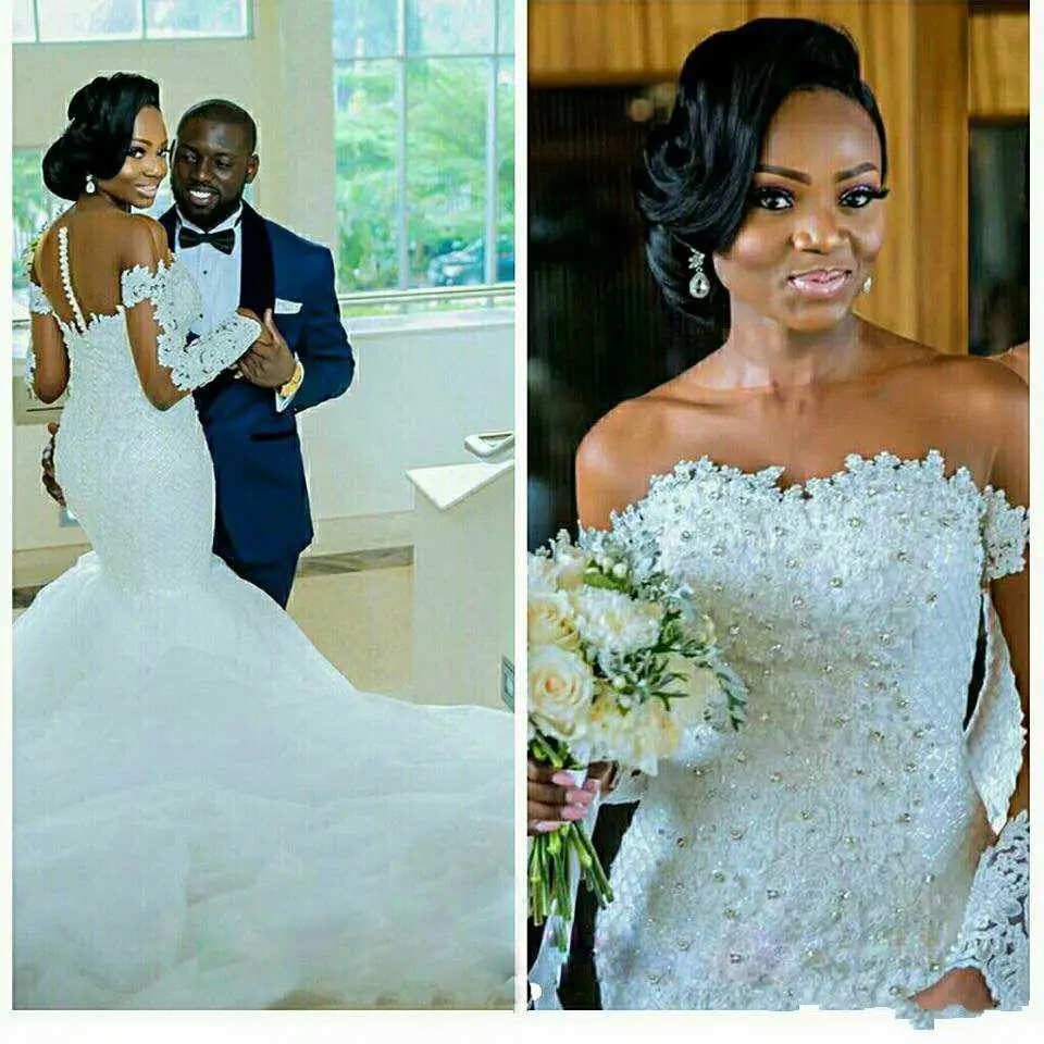 

Африканское свадебное платье-русалка, прозрачная горловина, кристаллы, бусины, блестки, свадебное платье, кружевные аппликации, пуговицы, д...