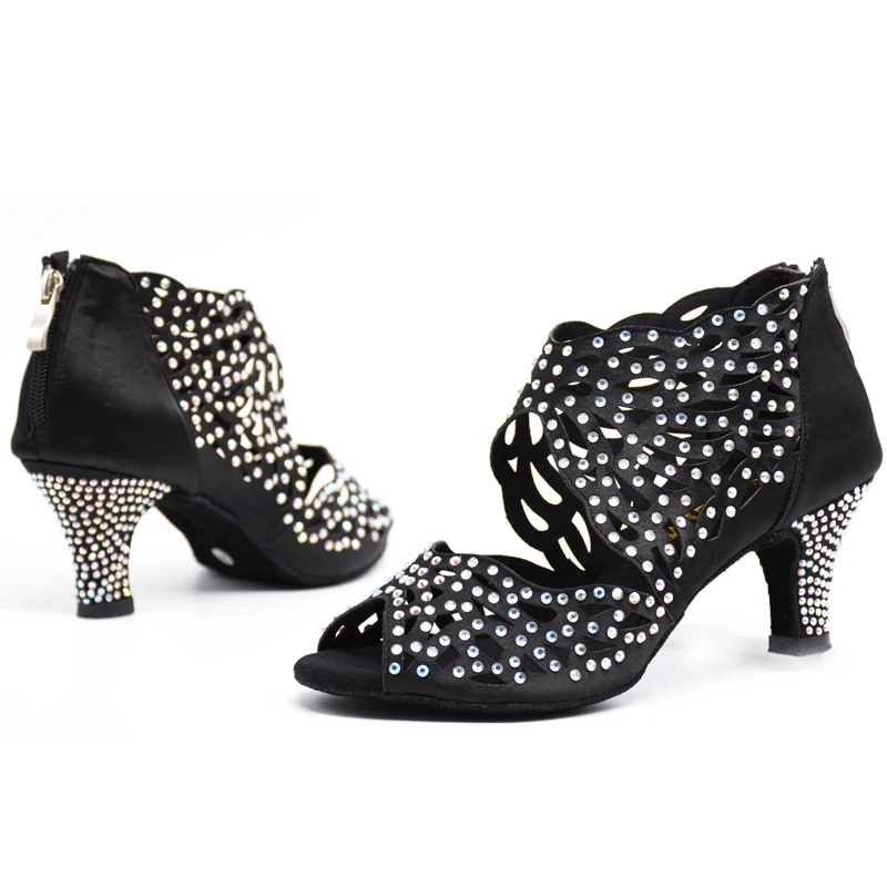 Женская танцевальная обувь Сальса латинская Обувь Стразы бальная танцевальные