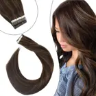 Ugeat лента для наращивания волос 12 дюймов Цвет #2 самая темная коричневая прядь 8 ясень коричневые бесшовные волосы Remy Двусторонняя лента в волосах