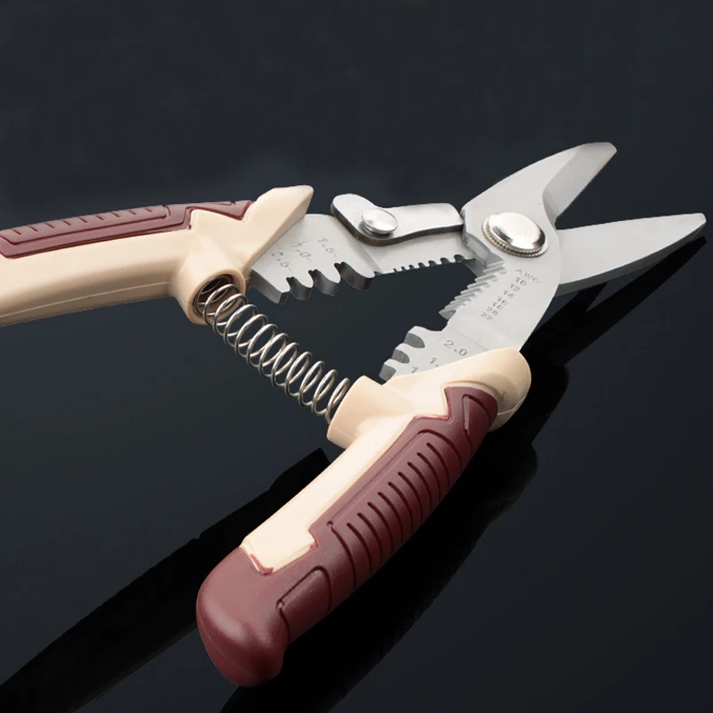 

1Piece 8" Multi Tool Pliers Wire Stripper Wire Crimper Electrical Scissors Stainless Steel Stripping Pliers Wire Cutter AWG10-22