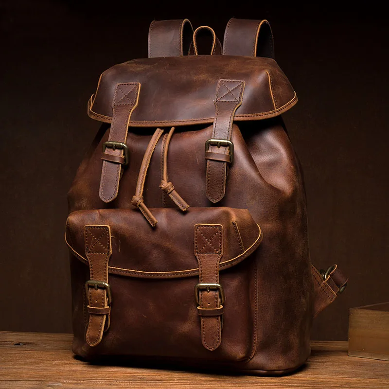 Винтажный рюкзак женский из натуральной кожи для путешествий Mochila школьные