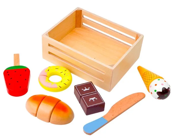 

Wooden cutting fruit magnetic kitchen set toy wooden role play girls boys toys Food Toys Fruit Fish Vegetable Blocks Montessori