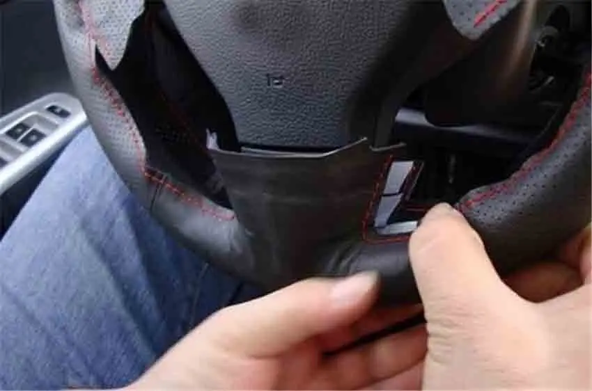 1set Sew-on leather car steering wheel cover Car accessories for 2012- Subaru XV car accessories