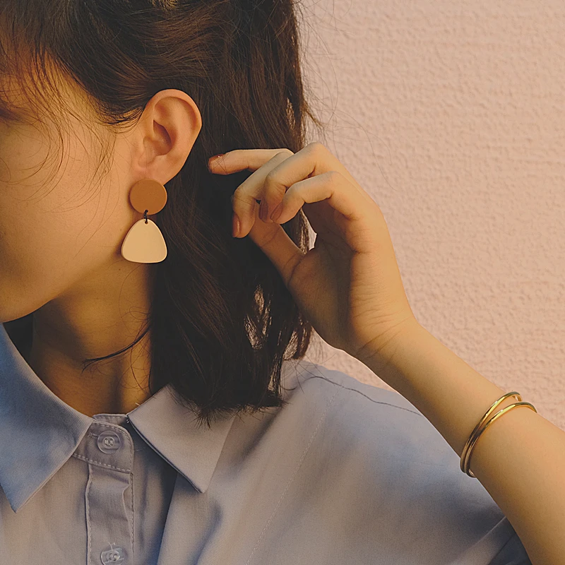 AOMU INS Retro Colorful Acrylic Dangle Earrings Irregular Geometric Round Trapezoidal Drop for Women Jewelry Gifts | Украшения и
