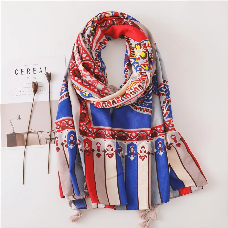 

Large Size New Air-conditioning Scarf for Summer Bohemian Paisley Flower Sea Beach Silk Gauze Scarves
