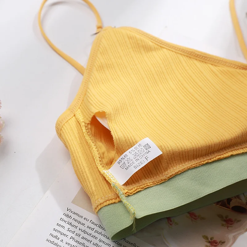 

Thin Strap Seamless Bra Cotton Thread Wrapped Chest Camisoles Beauty Back Anti-lighting Underwear 79