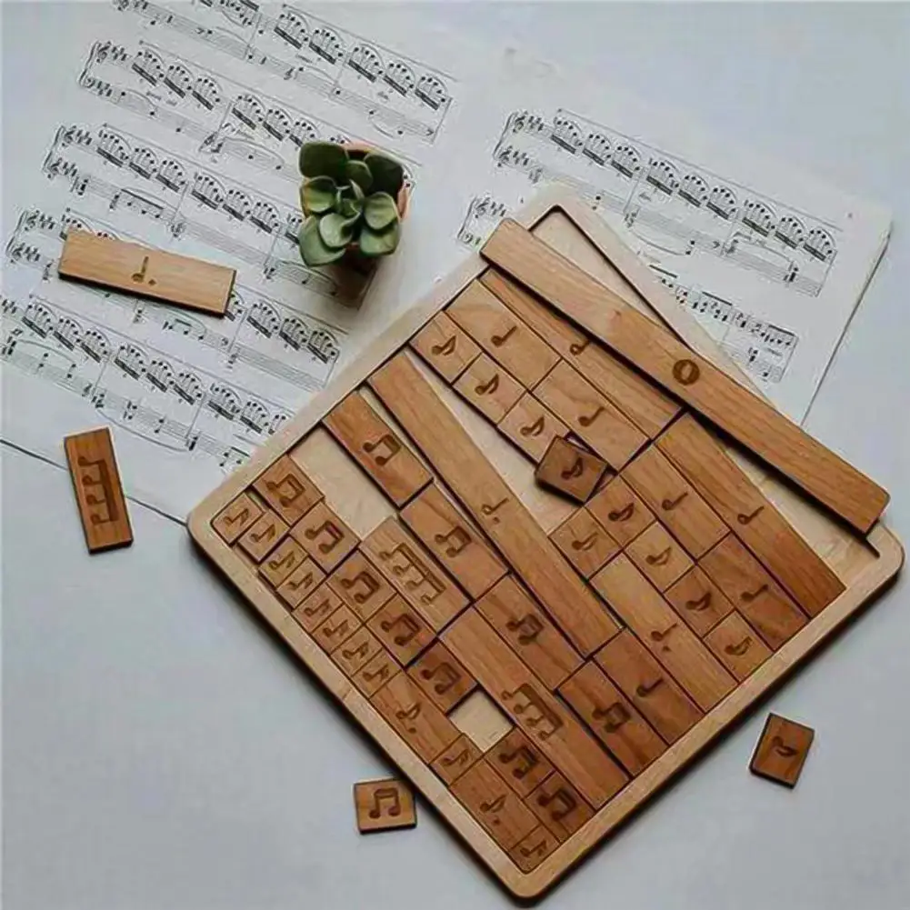 

1 set of children's puzzle educational musical note pattern wooden inspirational puzzle introductory toy gift