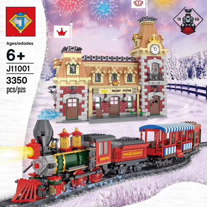 Lepinblocks J11001 Dlsney поезд и станция совместимы 71044 Строительные кирпичи развивающая