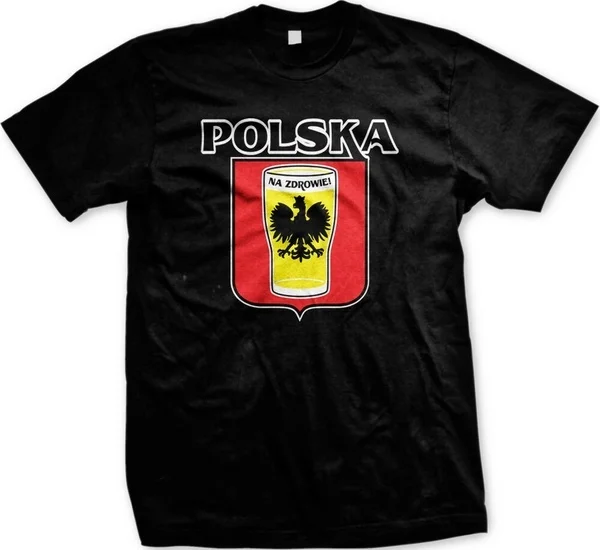 

Polska Beer Na Zdrowie Drinking Eagle Polish Poland Polski Pride Mens T-shirt