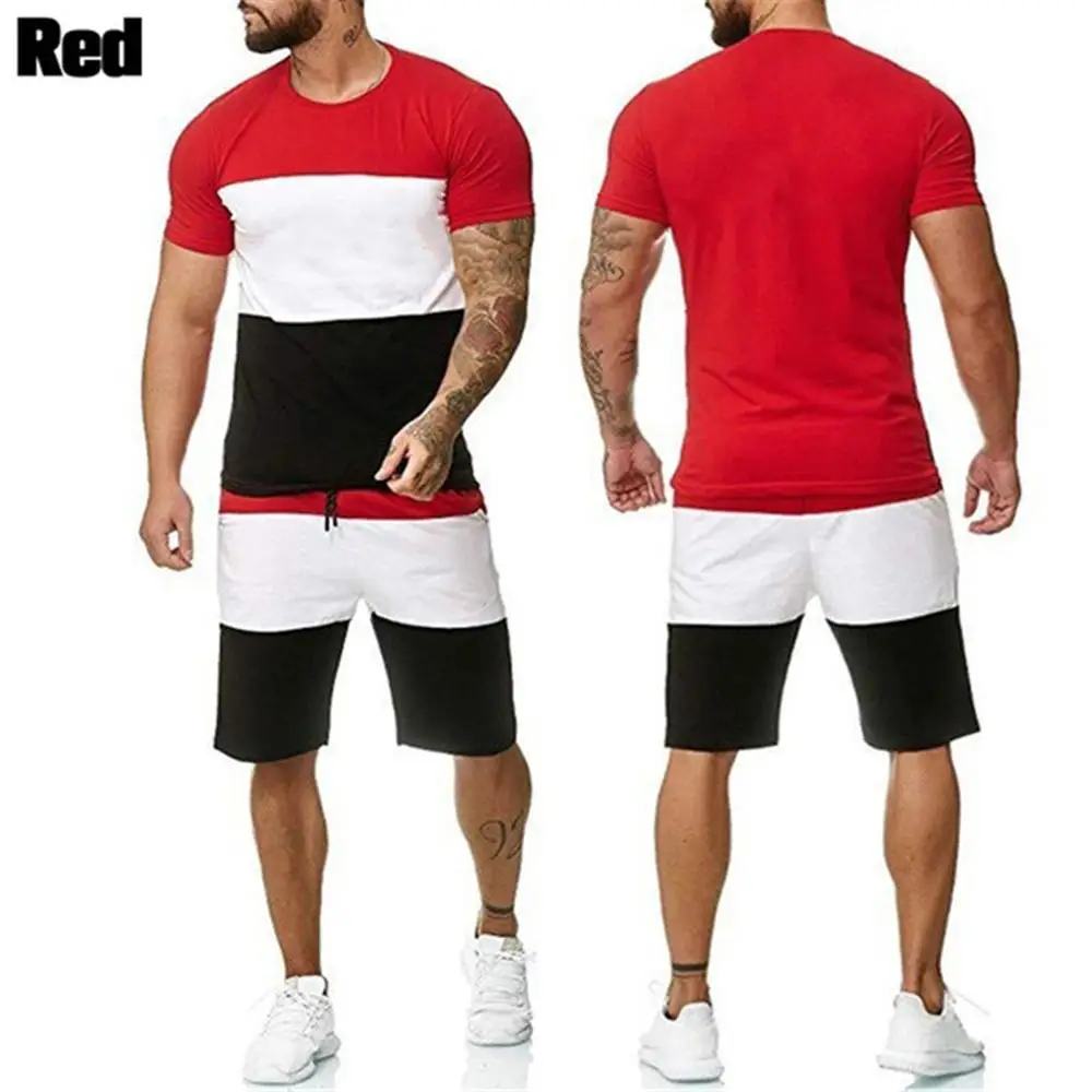 

New Men Sets Summer Short sleeve T Shirts+Short Pants 2 Piece Sets Outfit Tracksuit Men's Clothing Sportswear Sets Outfit Hombre