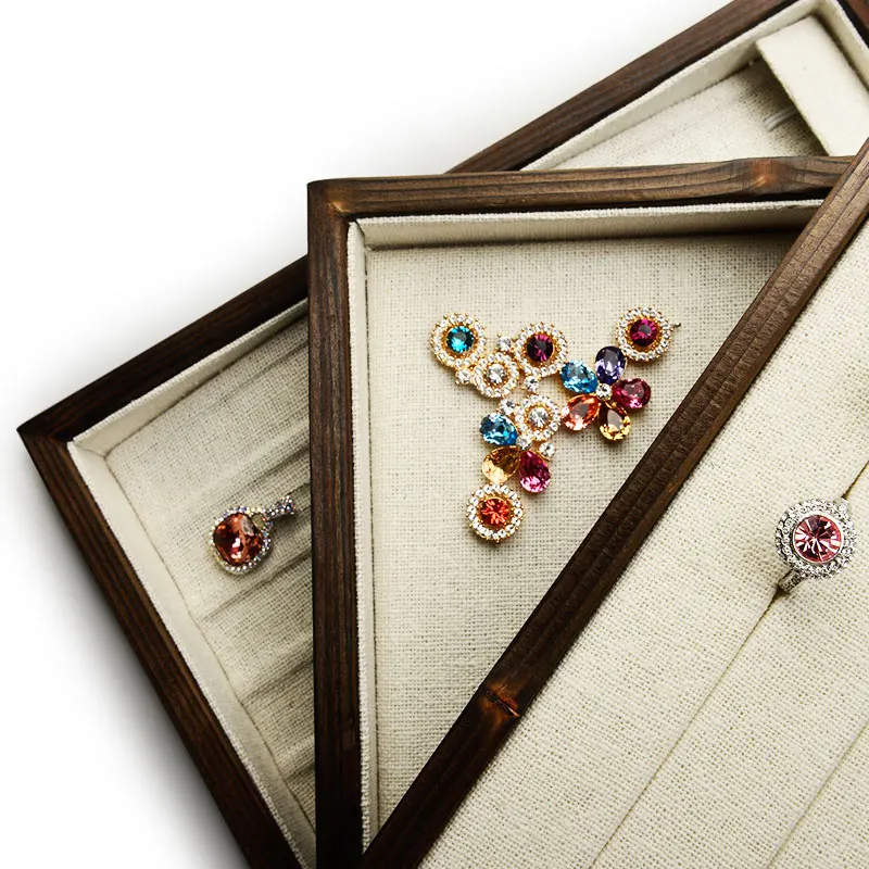 Oirlv New Solid Wood 24 Grids/Necklace Storage Tray Shop Bracelet Jewellery Goods Display Tray Props