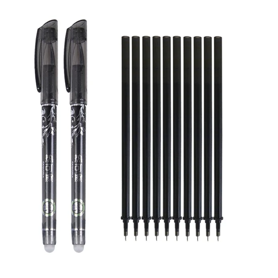 12 pcs black A 12 шт./лот, набор стираемых гелевых ручек 0,5 мм, Волшебная моющаяся ручка, стираемая ручка, стержень, школьные канцелярские принадлежности, инструменты для письма, подарки - Цвет: 12 pcs black A
