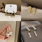 Геометрические висячие серьги YAOLOGE Стразы для женщин из сплава многостильные висячие серьги 2021 Искусственные женские серьги