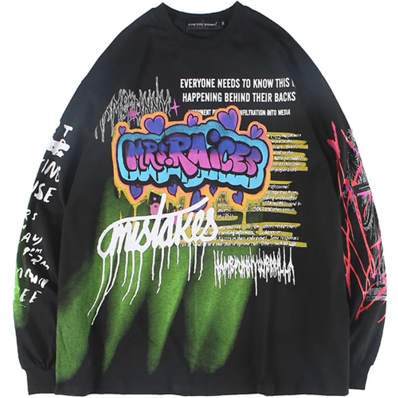 UNCLEDONJM футболки с принтом граффити для мужчин и женщин 2019AW длинным рукавом