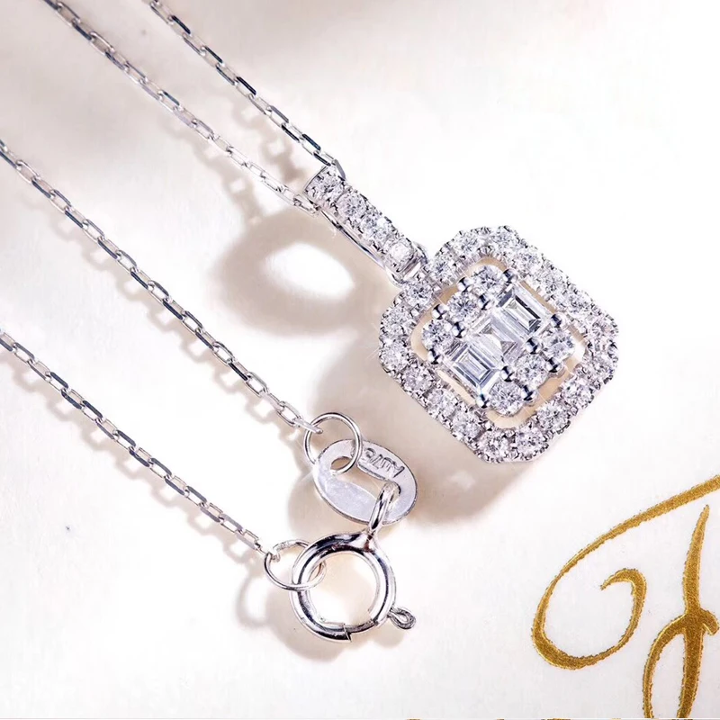 

AEAW 0.318ct 18 к белое золото натуральное Настоящее бриллиантовое ожерелье высшего класса Дамская мода кулоны ожерелье для женщин