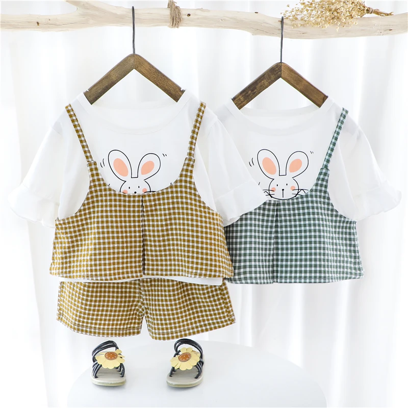 HYLKIDHUOSE/комплекты одежды для маленьких девочек Летняя футболка с короткими