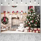 Avezano Рождественская елка фоны зимний камин перчатки омела венок Декор фотографии фоны фотостудия фотозона