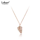 Lokaer Мода CZ Кристалл Листья очарование кулон ожерелья для женщин обувь для девочек в богемном стиле из нержавеющей стали, ожерелье 