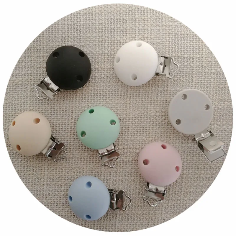 Clip de silicona para chupete, mordedor redondo para chupete de beb&eacute;, accesorios calmantes, 10 Uds.-0