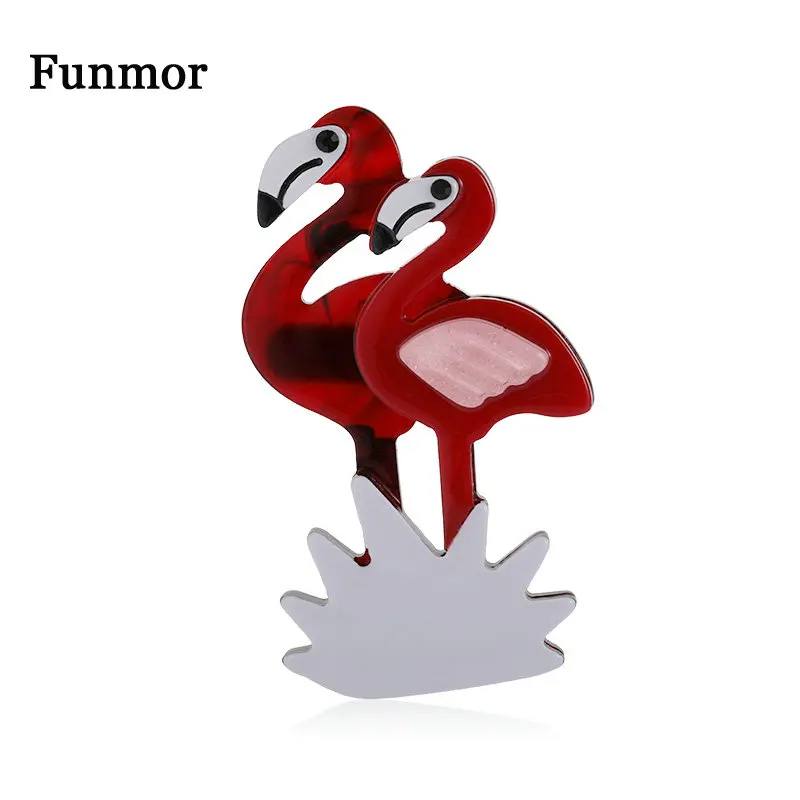 Funmor Гавайский стиль брошь Фламинго акриловые ювелирные изделия заколки с