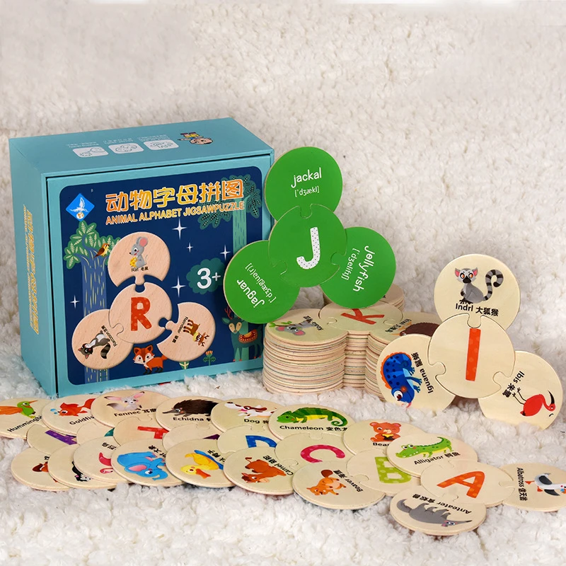 

Cognitive wood puzzle montessori 3d animal cartoon smart puzzles toys