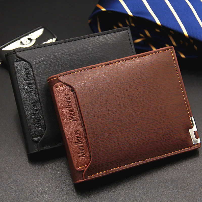 Menbense Men PU Leather Wallet Vintage Coin Purse Credit Card Holder Wallets Short Bifold Purse Mini Clutch Bag For Gifts