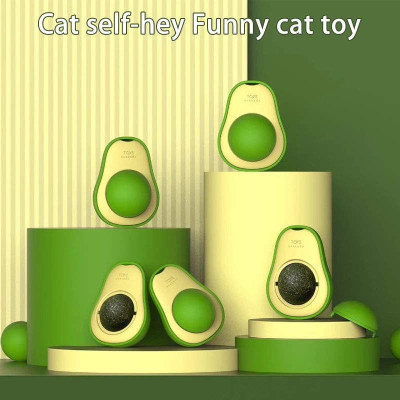 New Pet Toy Spin Mint Ball Creative Avocado Catnip Self-hey Cat Molar Teeth Edible Toys Supplies | Дом и сад