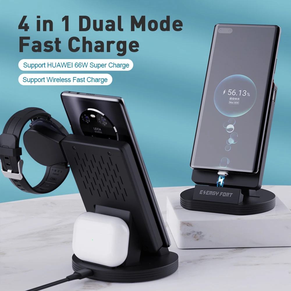 Magnetic Dual Charging dock Station Wireless Charger for Huawei Mate 40 RS Pro+ P40 P30 Pro USB Watch Charger for Huawei GT GT 2
