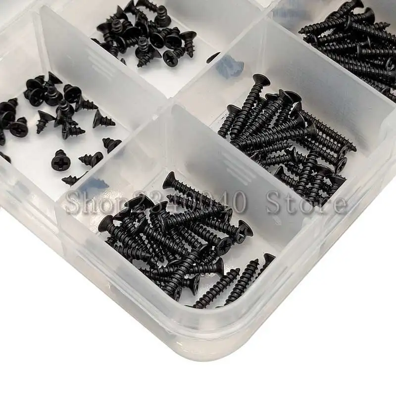 250pcs M2*4-20mm KM Screw Cross Countersunk Head Self Tapping Carbon Steel Electronic Repair Screws Accessories kit |