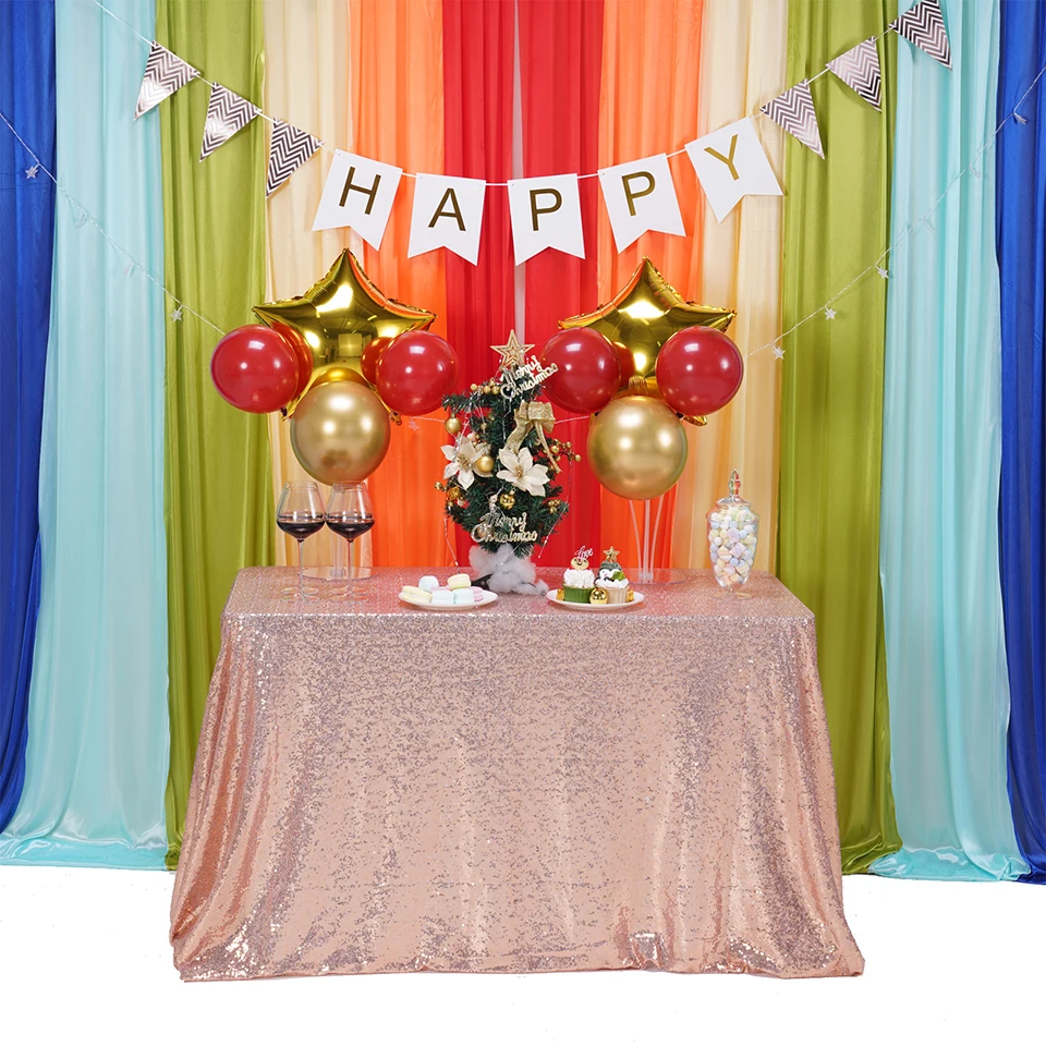 Блестящая скатерть из розового золота с блестками прямоугольная для свадебной