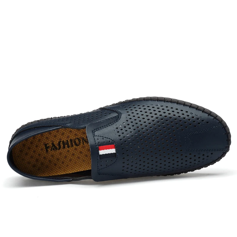 

Quality Men's Summer Casual Leather shoes Male Mocassins Microfiber loafers Slip-on soft comfortable dress shoes Blue
