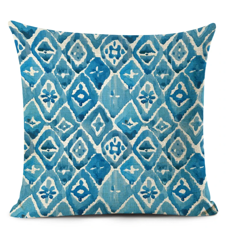 Nordic Geometric Cushion Cover Blue Plaid Linen Home Cushions Square Sofa Seat Luxury Throw Pillows Custom | Дом и сад